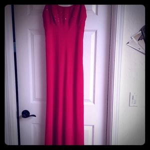 Long red gown